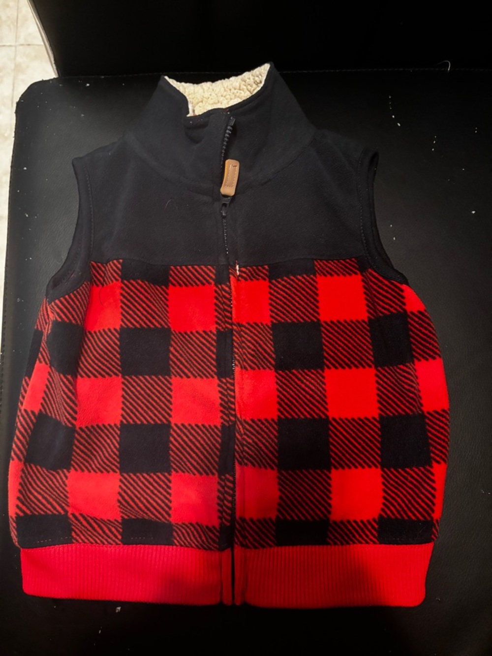 Carter's Black Vest with Cream Sherpa Lining